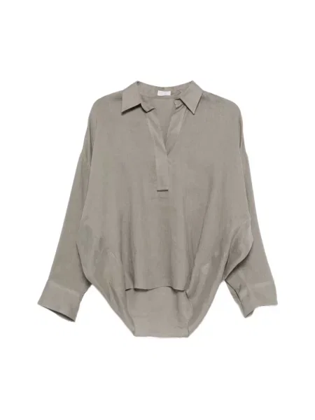 Lniana bluzka Brunello Cucinelli szara