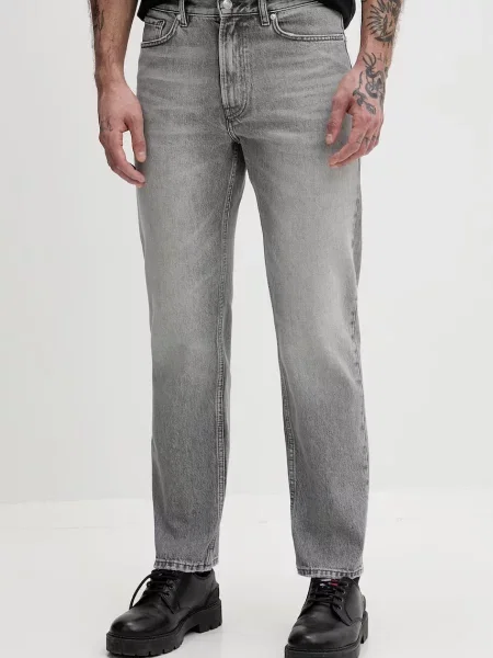 HUGO blugi straight pentru bărbați HUGO gri