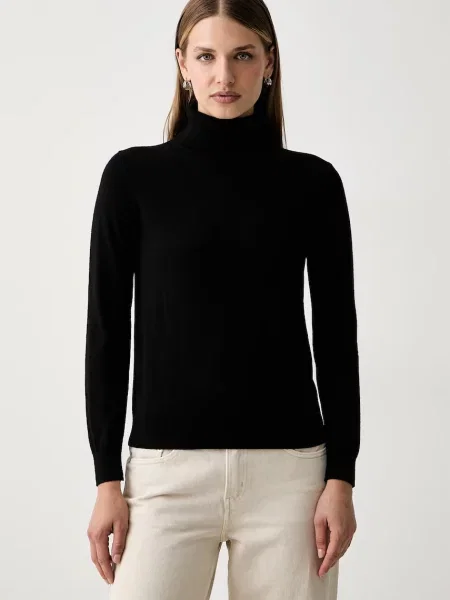 Gant pulover cu guler înalt de damă din lână negru
