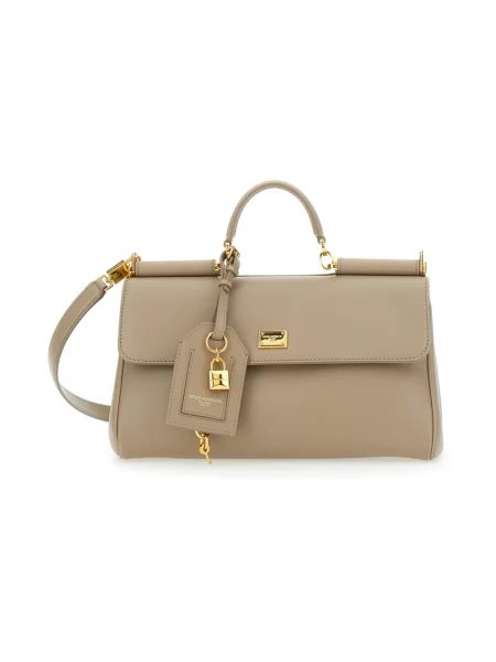 Torebka skórzana Dolce And Gabbana skórzana szara