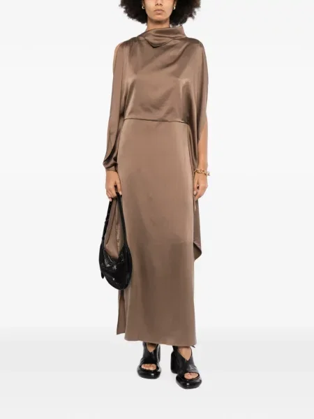 Rochie midi Ruohan drapată maro
