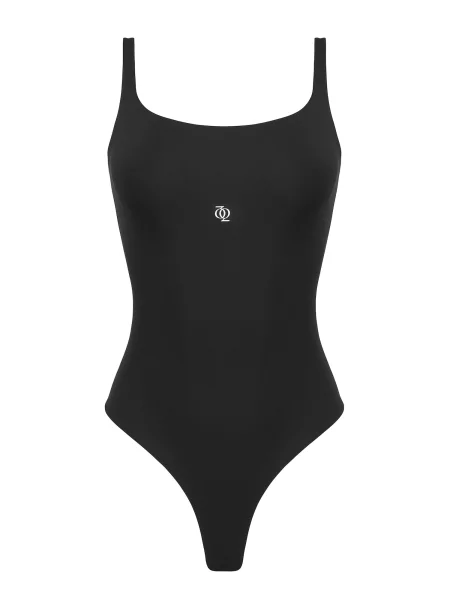 GOD SAVE QUEENS Body Second Skin Square-Neck Bodysuit' černá