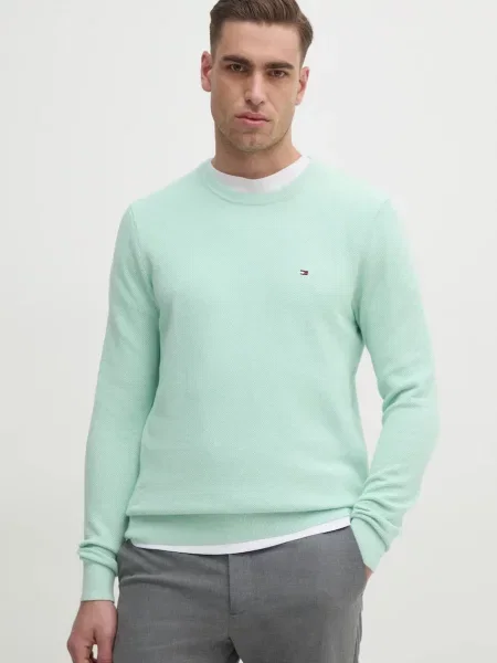 Tommy Hilfiger sweter turkusowy lekki zielony