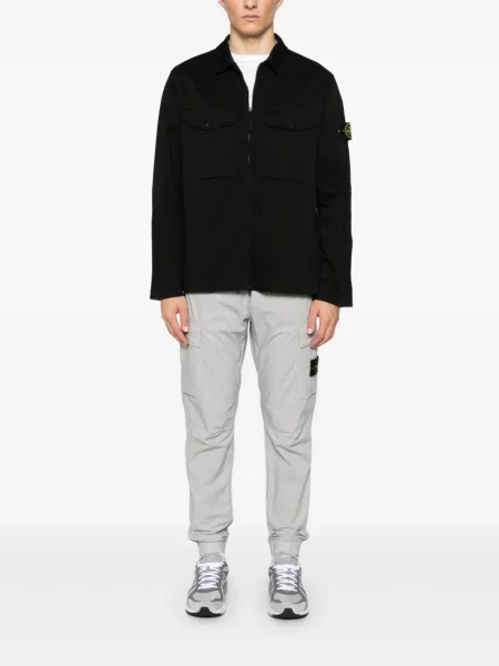 Pantaloni Stone Island cu strasuri gri