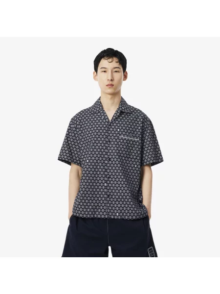 Lacoste Koszula Z Nadrukiem Relaxed Fit granatowa