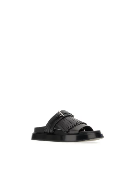 Klapki Alexander Mcqueen skórzane czarne