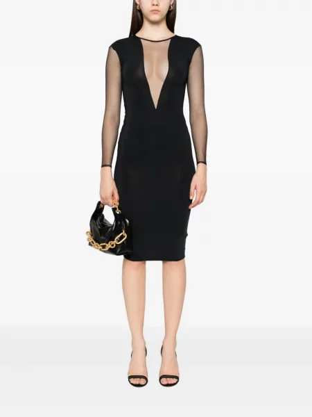 Rochie maxi Maison Close cu decolteu în V lungă de costum negru