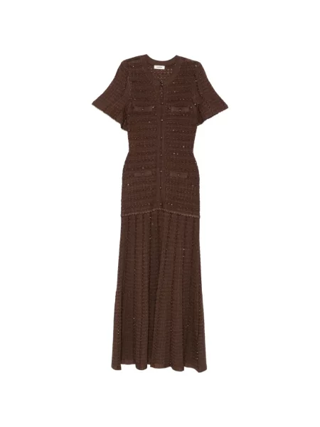 Rochie maxi Sandro cu paiete tricotate maro