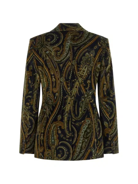 Кадифено двуредно яке Etro на цветя синьо