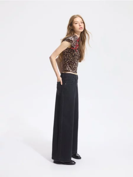 Reserved Džínsy wide leg čierna