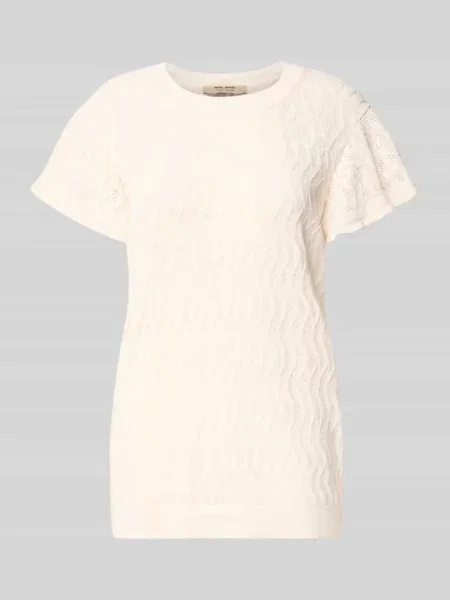 Koszulka z dzianiny z haftem angielskim model Ganna' Mos Mosh beżowa