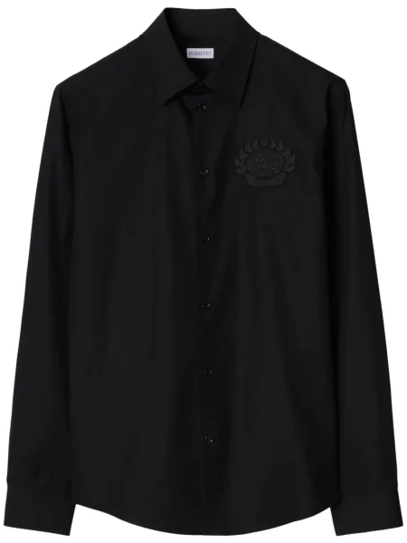 Tricou polo Burberry cu broderie negru