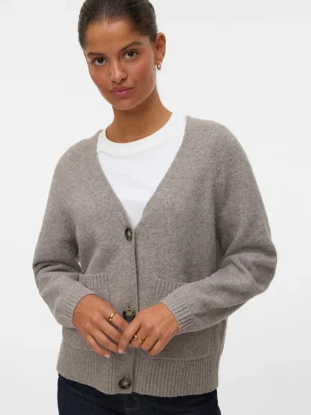 VERO MODA Geacă tricotată VMBOOM grej