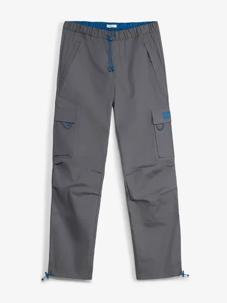Spodnie z cargo z gumką w talii o kroju relaxed fit straight szare