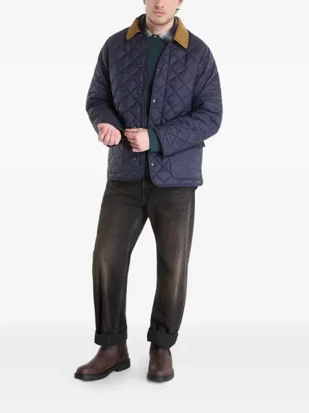 Manšestrová s límcem prošívaný bunda Barbour modrá