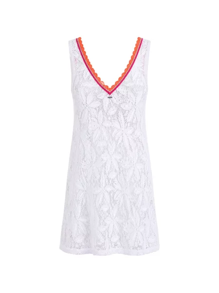 Rochie mini Banana Moon cu decolteu în V din dantelă alb