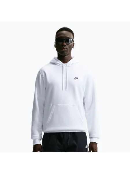Мъжки суитшърт Nike Club Pullover Hoodie white/white/black бяло