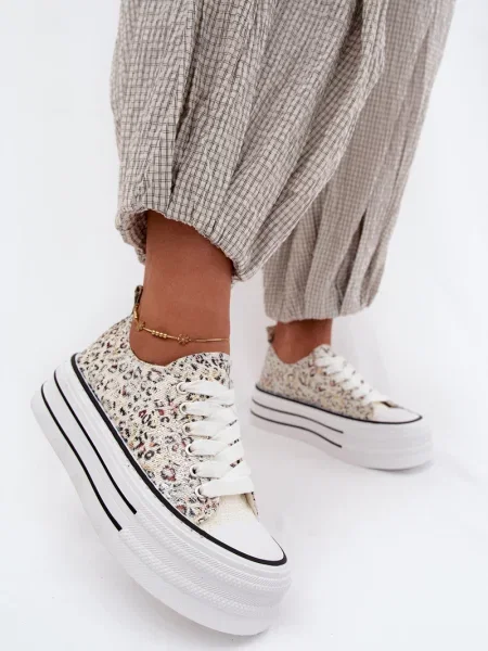 Sneakerși Boto cu platformă alb
