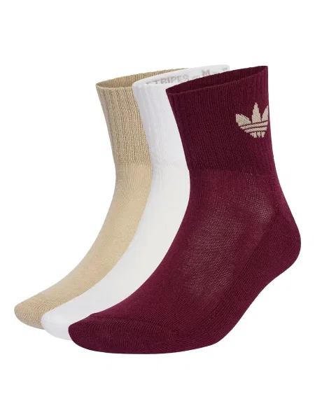 ADIDAS ORIGINALS Čarape Mid Crew 3 Pairs pijesak / bordo bijela