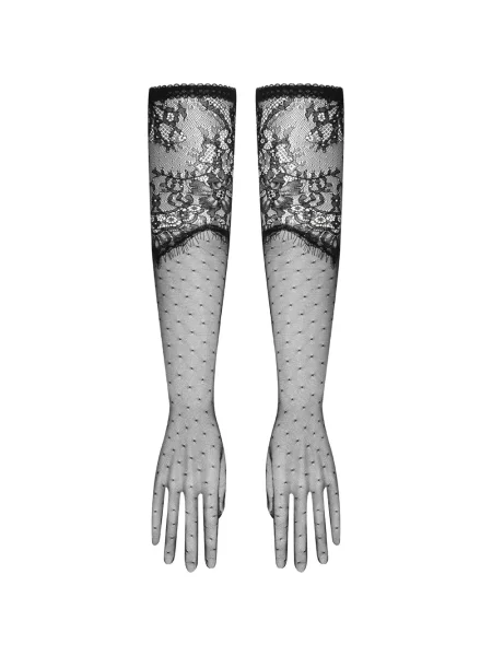 Mănuși Maison Close cu buline din dantelă negru