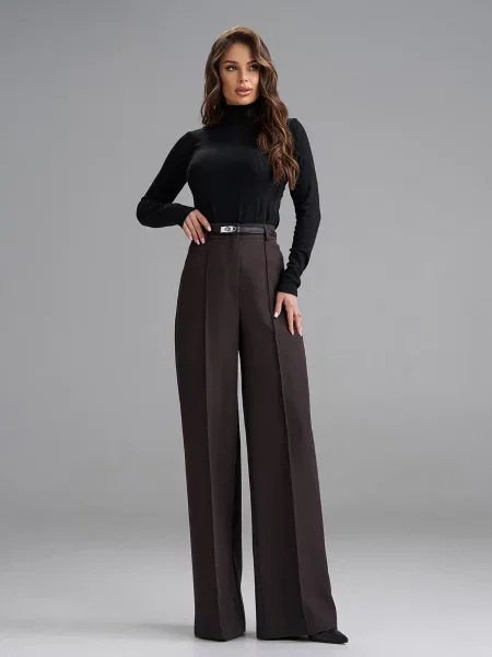 Штани класичні ISSA Plus темно-коричневий комбінований верх коричневі