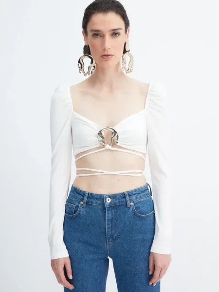 Ošišano bluza Trendyol bijela