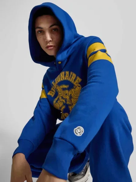 Bluza z kapturem oversized z bawełny Billionaire Boys Club niebieska