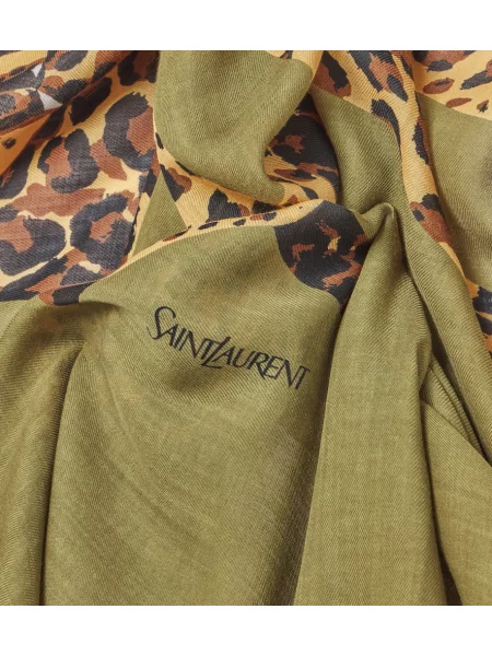 Fular Saint Laurent de lână cu imagine verde