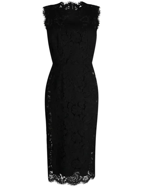 Rochie fără mâneci Dolce & Gabbana fără mâneci din dantelă de costum negru
