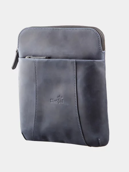 Кожаная сумка через плечо Shvigel синяя