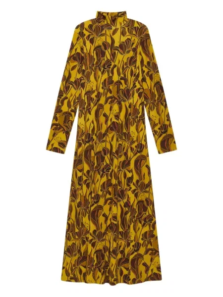 Rochie midi Maliparmi cu model floral până la genunchi de costum galben