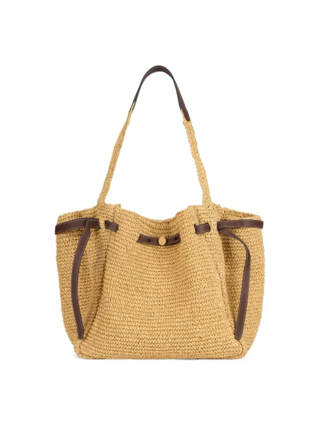 Shopperka Tory Burch pleciona beżowa