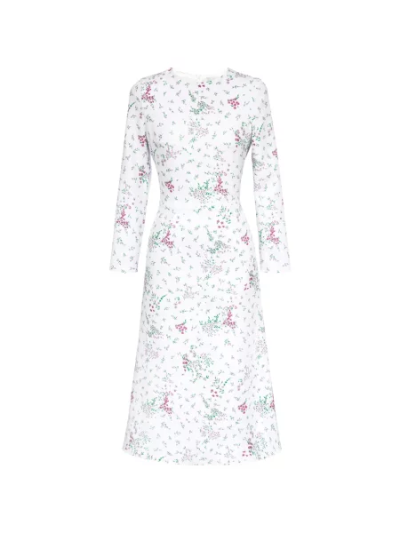 Rochie maxi Post Meridiem cu model floral cu imagine până la genunchi alb