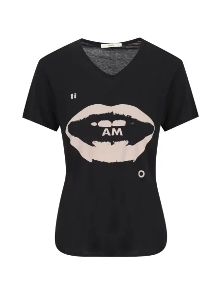 Tricou Fendi cu decolteu în V negru