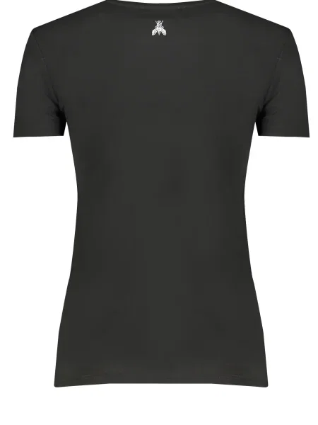 Krótka koszulka Patrizia Pepe z krótkim rękawem z kamieniami czarna