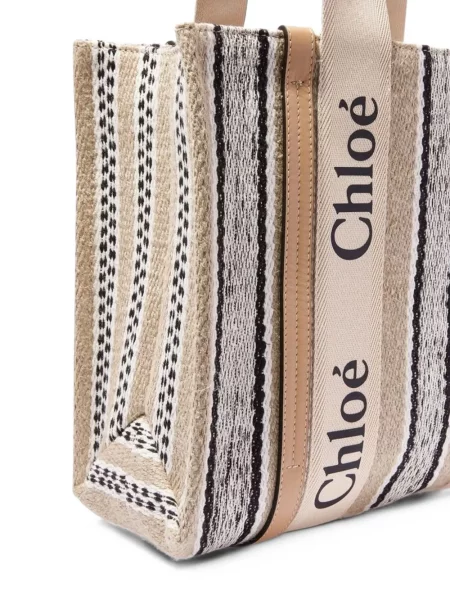 Geantă shopper Chloé de in cu dungi