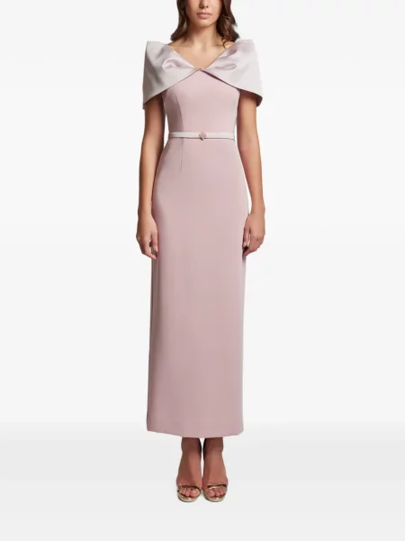 Rochie midi Cristallini cu funde roz