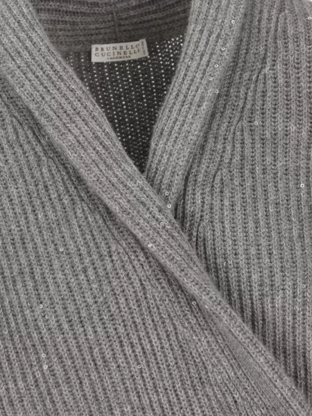 Pulover Brunello Cucinelli cu paiete plic gri