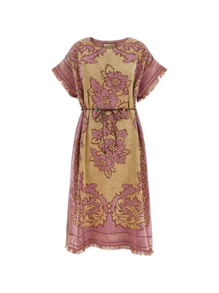 Rochie midi Zimmermann cu model floral din jacard roz
