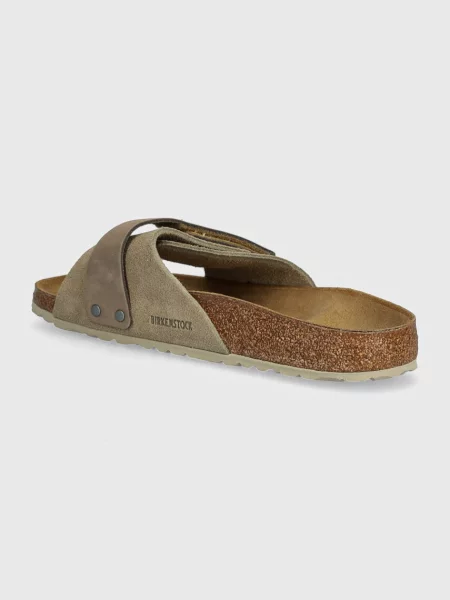 Замшевые шлепанцы Birkenstock бежевые