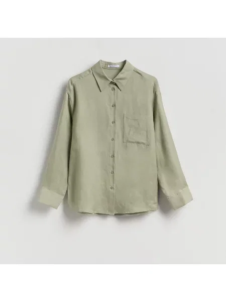 Reserved Košile ze směsi lnu bledá zelená