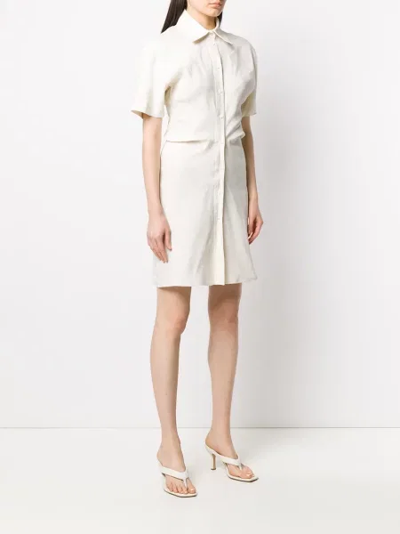 Rochie tip cămașă Off-white cu volane alb