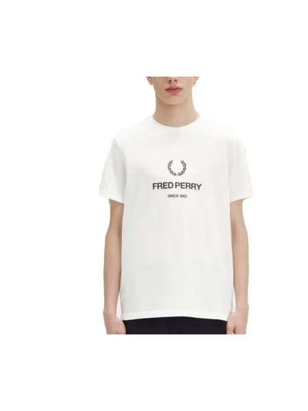 Koszulka Fred Perry z nadrukiem biała