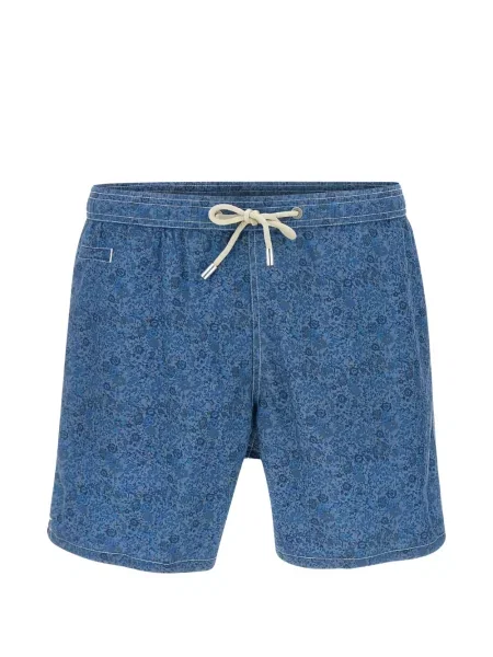Slip de baie Mc2 Saint Barth cu model floral cu imagine cu cordon albastru