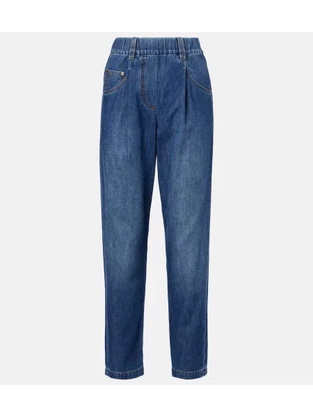 Blugi Brunello Cucinelli plisate albastru