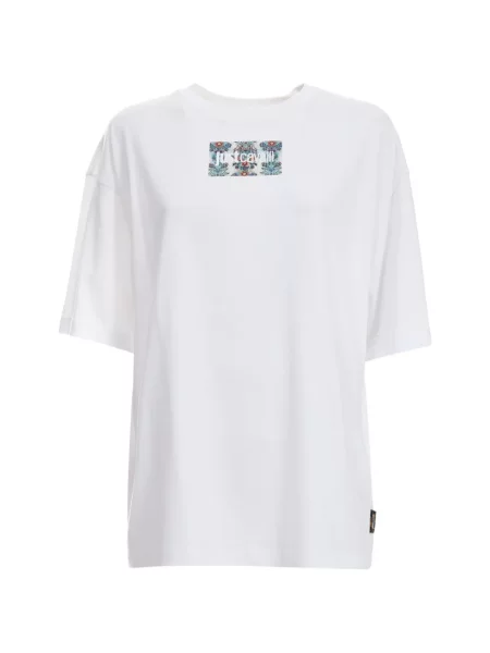 Tricou Just Cavalli cu model floral alb