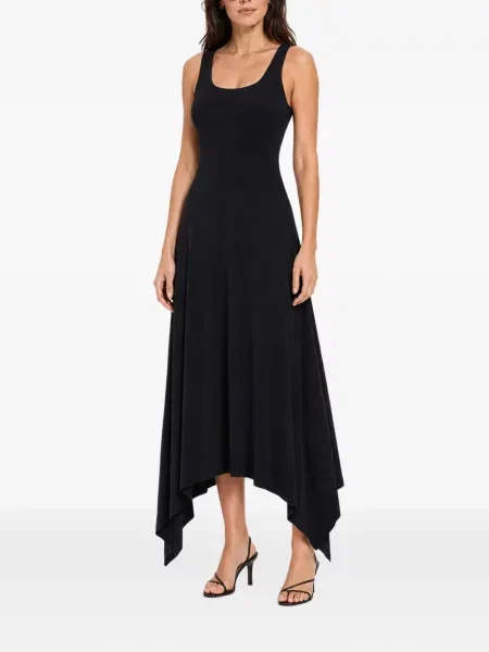 Rochie midi Hamza asimetrică negru