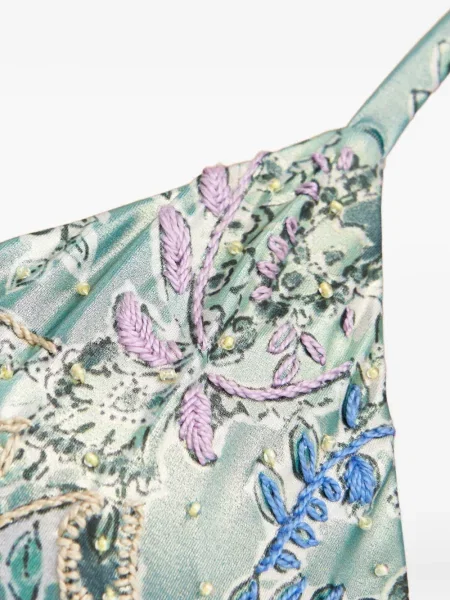 Top Del Maar cu model floral cu imagine verde