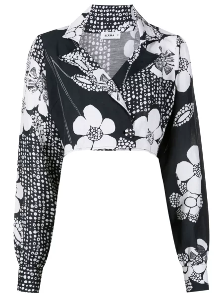 Decupat cămașă Amir Slama cu model floral cu imagine negru