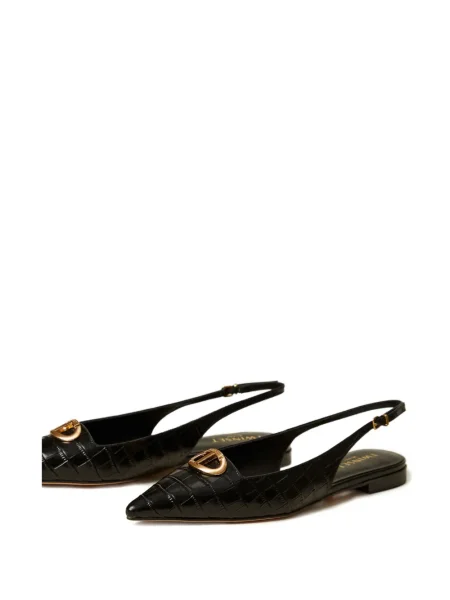 Papuci tip mules Twinset cu imagine slingback negru